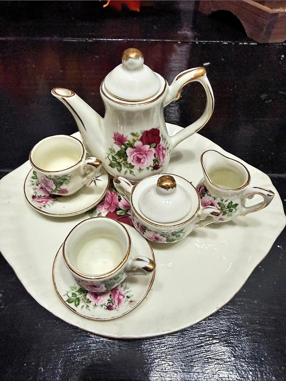 Formalities by Baum Bros. Floral Tea Set with Serving Platter